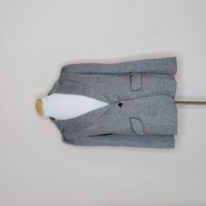 A new day Gray and Black Puff Sleeve Tweed Blazer